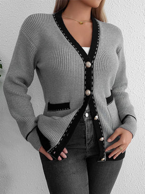 Knitted sweater lazy style casual knitted long - sleeved cardigan - Negative Apparel