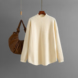 Knitted sweater pullover solid color twist semi - turtleneck sweater casual loose bottoming shirt - Negative Apparel