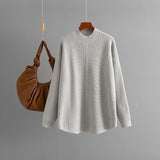 Knitted sweater pullover solid color twist semi - turtleneck sweater casual loose bottoming shirt - Negative Apparel