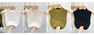 Knitted sweater vest half turtleneck camisole mid - neck sleeveless top - Negative Apparel