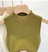 Knitted sweater vest half turtleneck camisole mid - neck sleeveless top - Negative Apparel