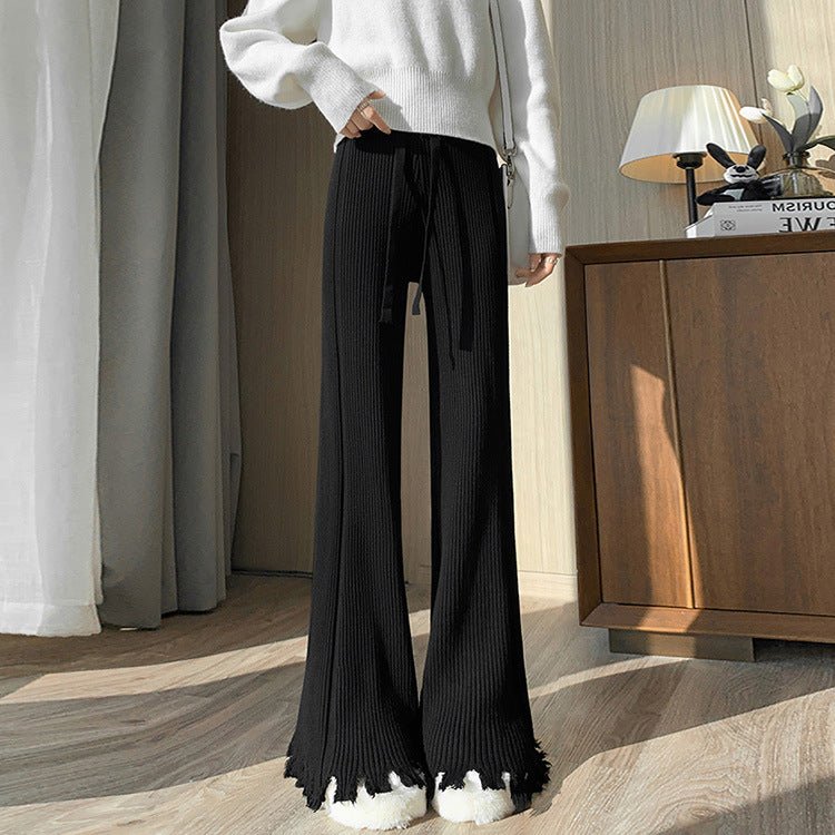 Knitted tassel wide - leg pants for women - Negative Apparel