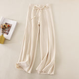 Knitted thick wide - leg pants for women high waist loose drape straight casual long pants loose vertical stripes - Negative Apparel