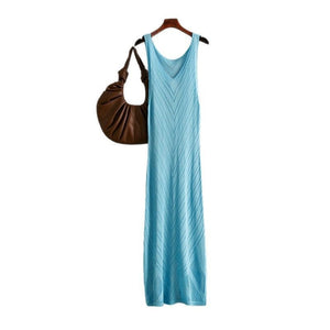 Knitted V - neck hollow beach blouse sxy split - ended vacation dress seaside bikini blouse dress - Negative Apparel