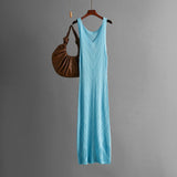 Knitted V - neck hollow beach blouse sxy split - ended vacation dress seaside bikini blouse dress - Negative Apparel