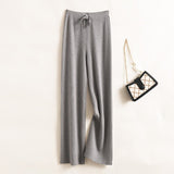 Knitted wide - leg pants high waist solid color casual high elastic straight pants women - Negative Apparel