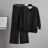 Knitted wide - leg pants sweater suit women - Negative Apparel