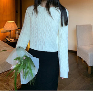 Korean cable knit sweater for women - Negative Apparel