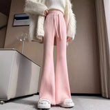 Korean knitted women's tassel flared pants mopping drape narrow version wide leg pants thick - Negative Apparel