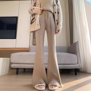 Korean knitted women's tassel flared pants mopping drape narrow version wide leg pants thick - Negative Apparel