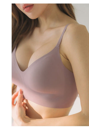 Korean seamless underwear for women without steel ring, thin style, soft support, gathered side, small chest, big beautiful back bra - Negative Apparel