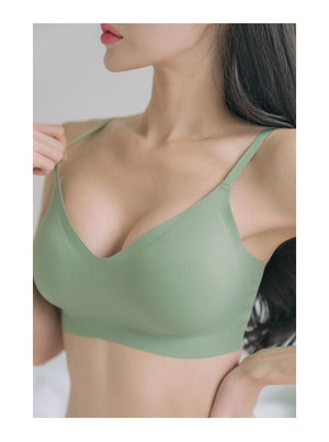 Korean seamless underwear for women without steel ring, thin style, soft support, gathered side, small chest, big beautiful back bra - Negative Apparel