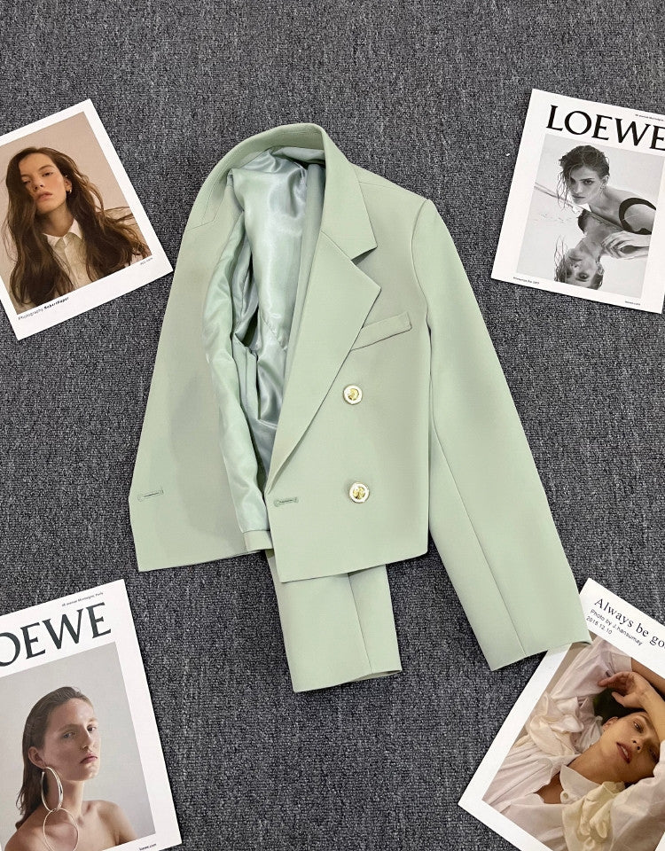 Korean style loose straight tube slim 2025 spring Office Jacket - Negative Apparel