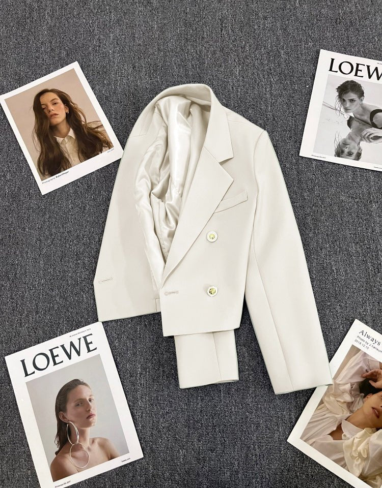 Korean style loose straight tube slim 2025 spring Office Jacket - Negative Apparel