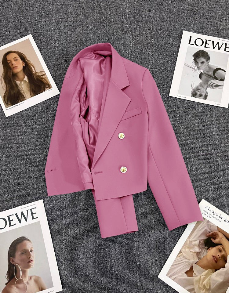 Korean style loose straight tube slim 2025 spring Office Jacket - Negative Apparel