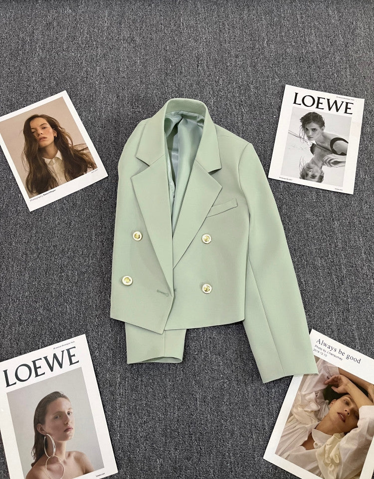 Korean style loose straight tube slim 2025 spring Office Jacket - Negative Apparel