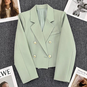Korean style loose straight tube slim 2025 spring Office Jacket - Negative Apparel