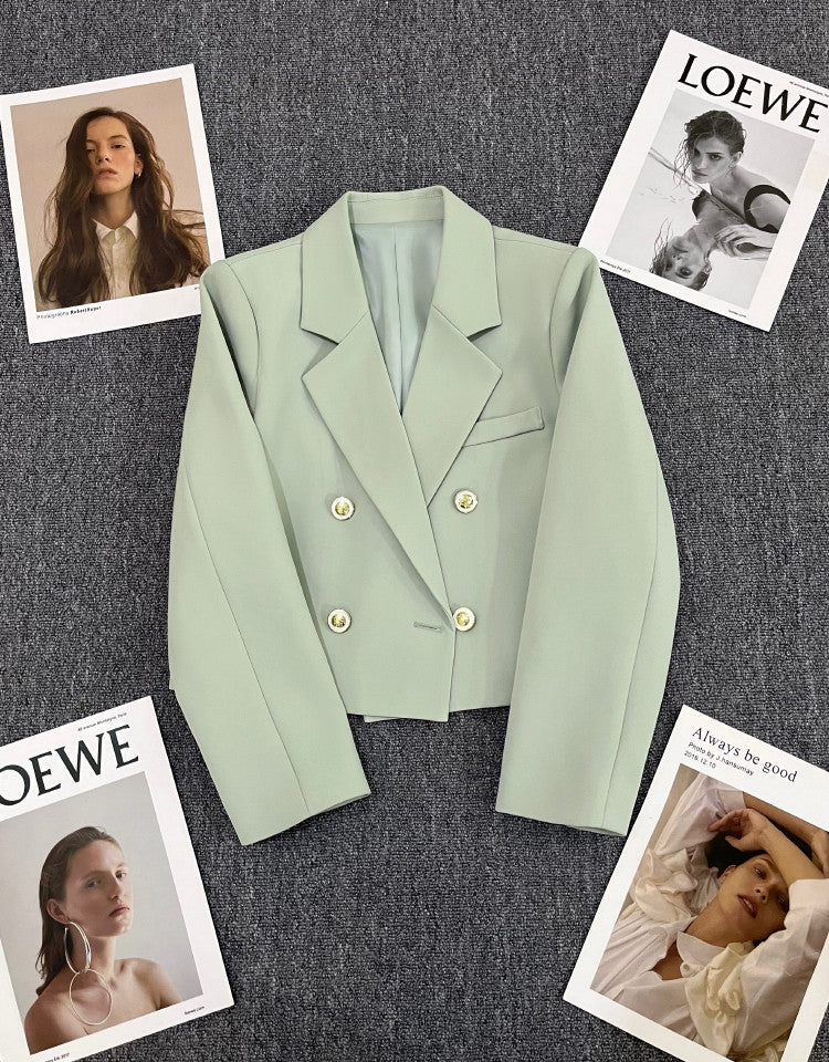 Korean style loose straight tube slim 2025 spring Office Jacket - Negative Apparel