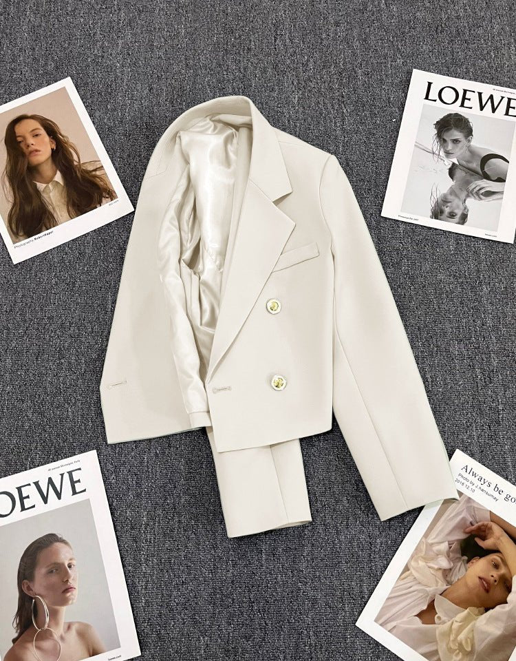 Korean style loose straight tube slim 2025 spring Office Jacket - Negative Apparel