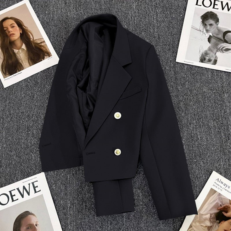 Korean style loose straight tube slim 2025 spring Office Jacket - Negative Apparel