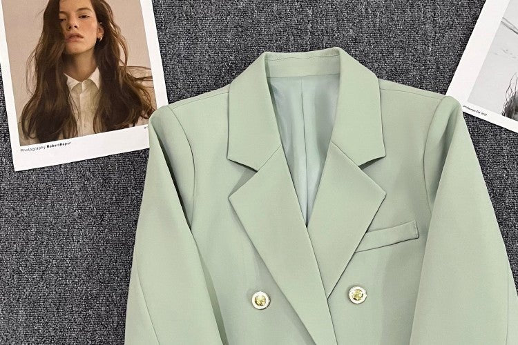 Korean style loose straight tube slim 2025 spring Office Jacket - Negative Apparel