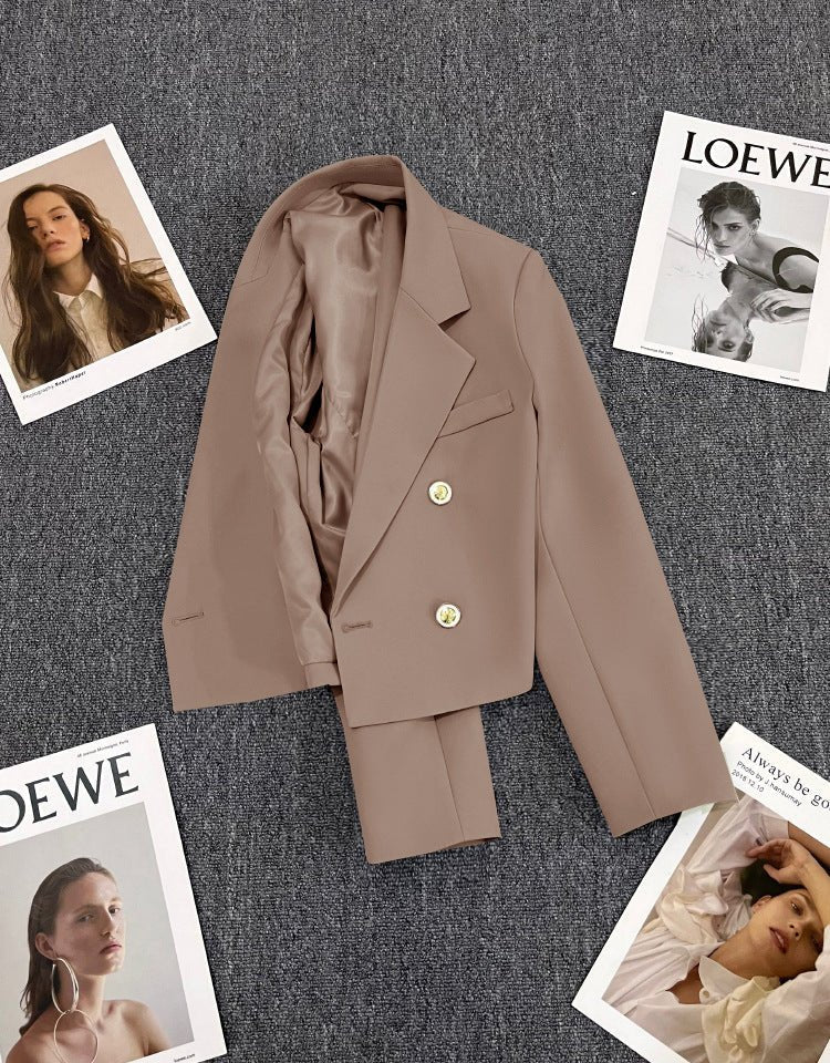 Korean style loose straight tube slim 2025 spring Office Jacket - Negative Apparel