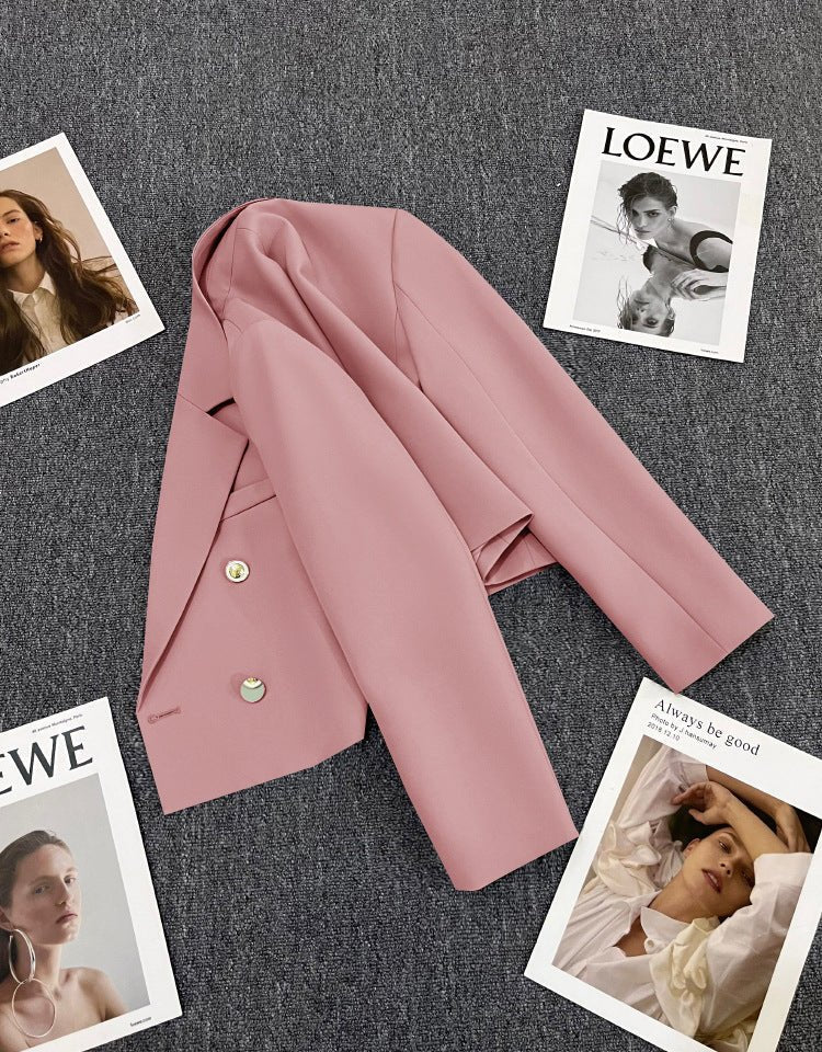 Korean style loose straight tube slim 2025 spring Office Jacket - Negative Apparel
