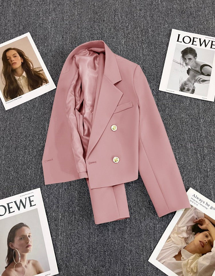 Korean style loose straight tube slim 2025 spring Office Jacket - Negative Apparel