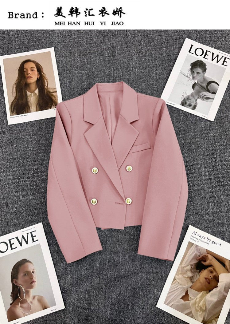 Korean style loose straight tube slim 2025 spring Office Jacket - Negative Apparel