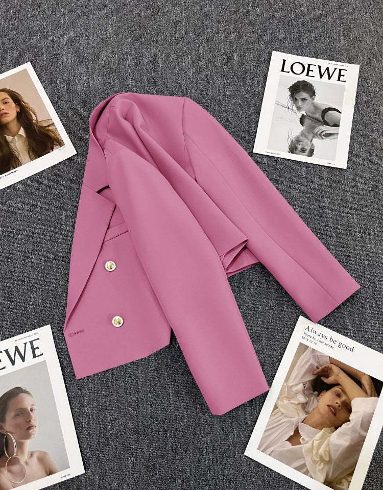 Korean style loose straight tube slim 2025 spring Office Jacket - Negative Apparel