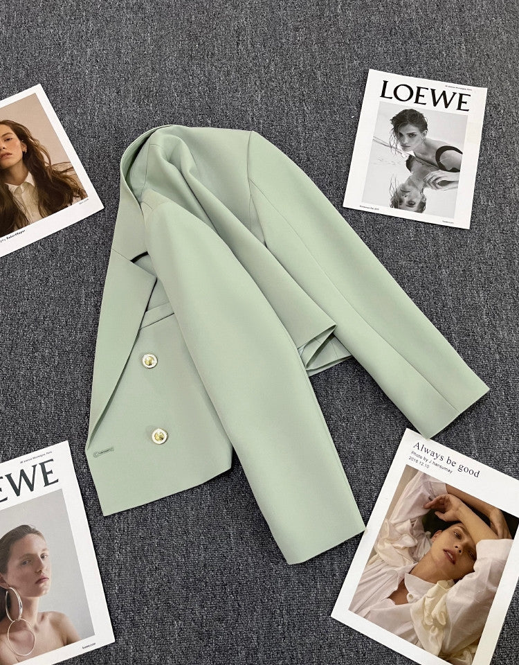 Korean style loose straight tube slim 2025 spring Office Jacket - Negative Apparel