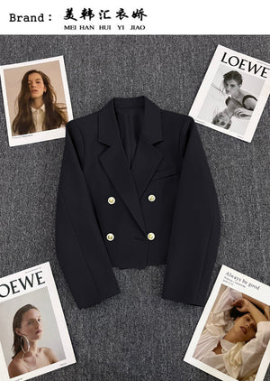 Korean style loose straight tube slim 2025 spring Office Jacket - Negative Apparel
