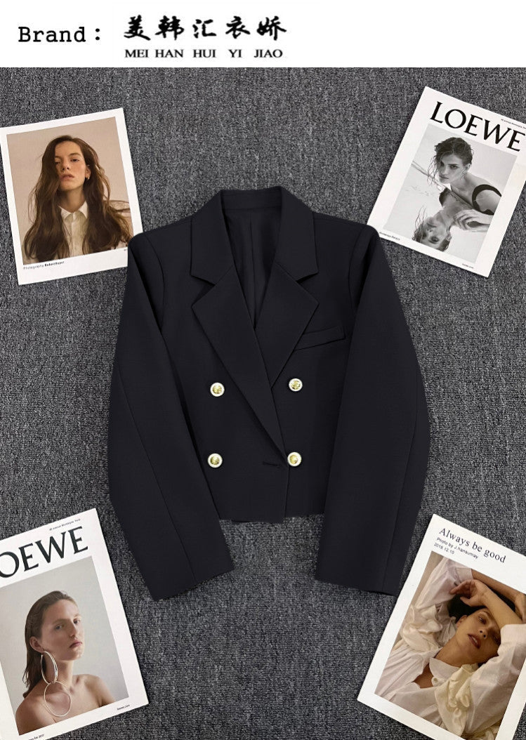 Korean style loose straight tube slim 2025 spring Office Jacket - Negative Apparel