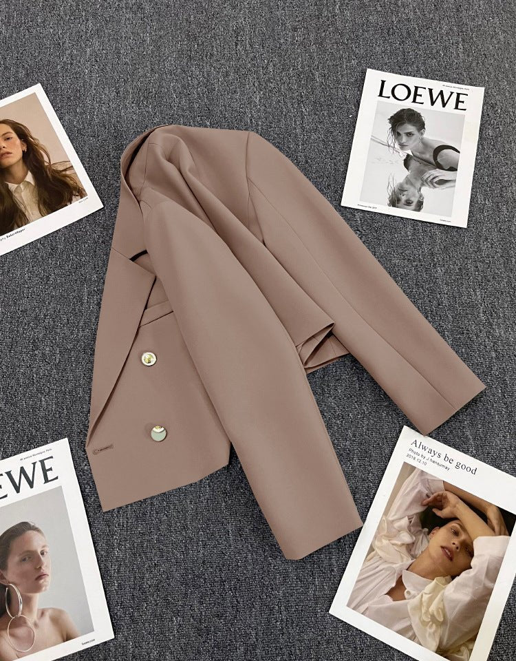 Korean style loose straight tube slim 2025 spring Office Jacket - Negative Apparel
