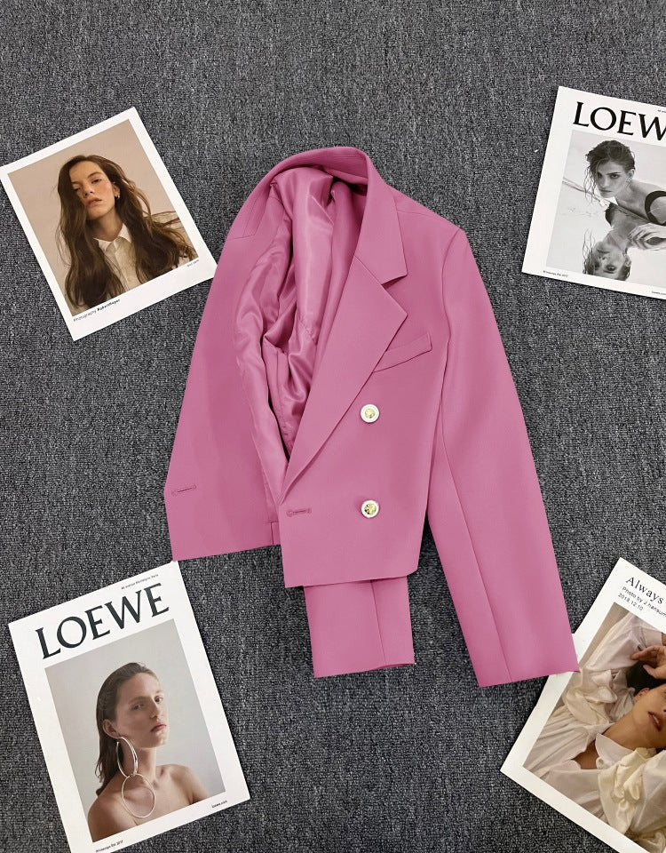 Korean style loose straight tube slim 2025 spring Office Jacket - Negative Apparel