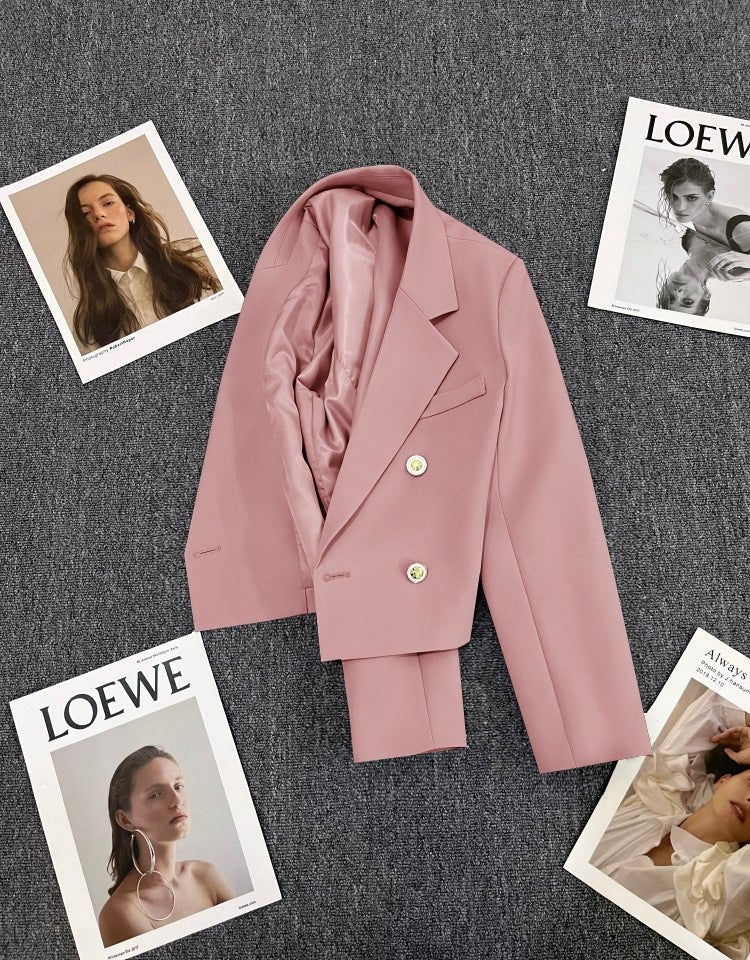 Korean style loose straight tube slim 2025 spring Office Jacket - Negative Apparel