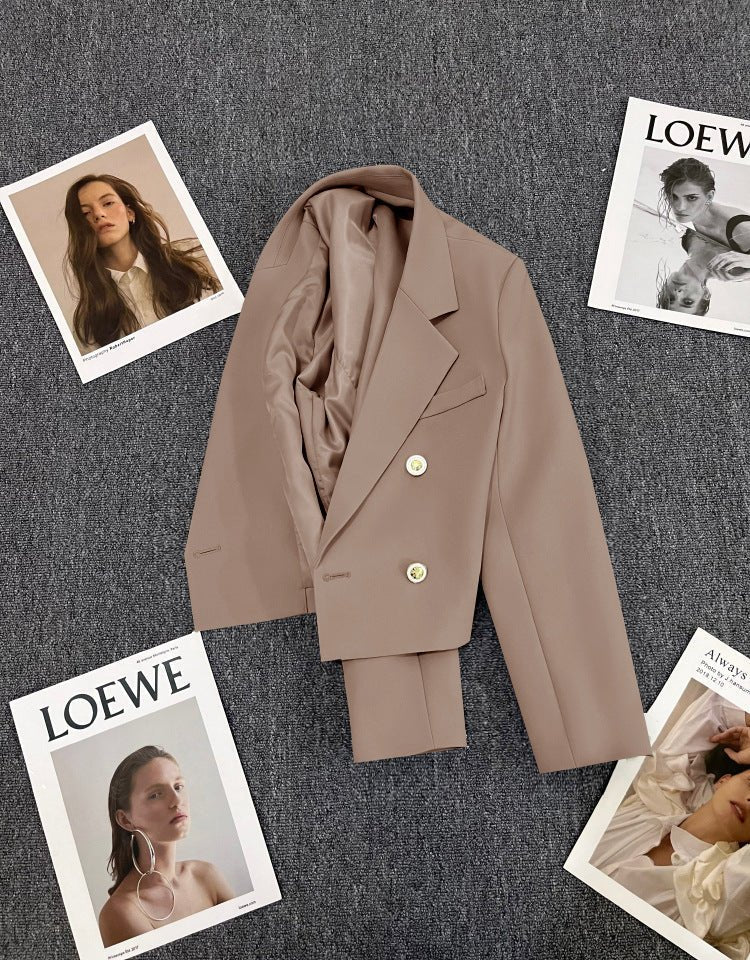 Korean style loose straight tube slim 2025 spring Office Jacket - Negative Apparel