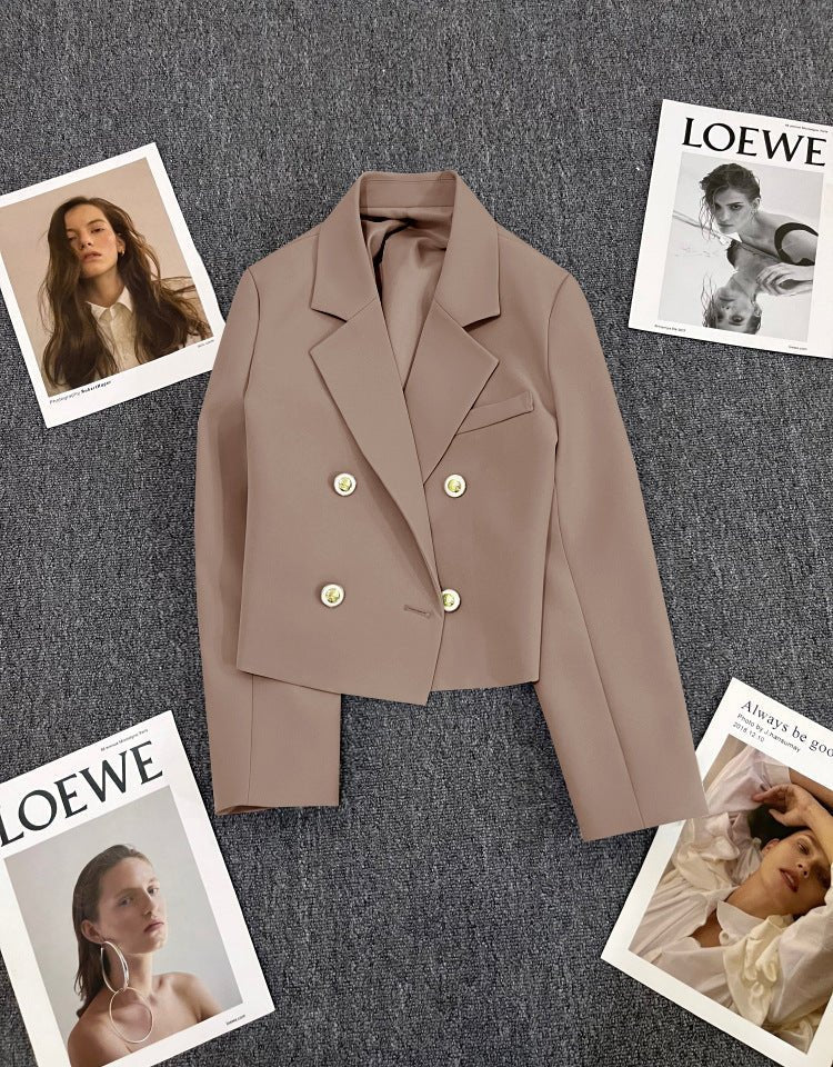 Korean style loose straight tube slim 2025 spring Office Jacket - Negative Apparel