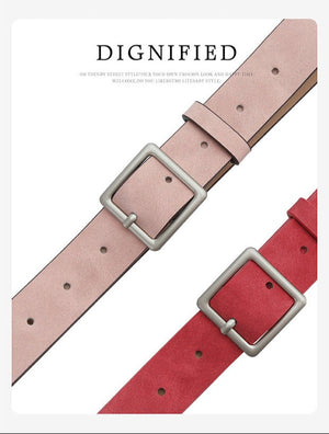 Korean style trendy square Japanese buckle belt women simple fashion all - match matte texture pu belt - Negative Apparel