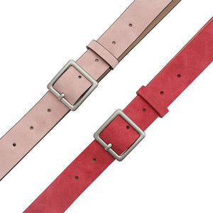 Korean style trendy square Japanese buckle belt women simple fashion all - match matte texture pu belt - Negative Apparel