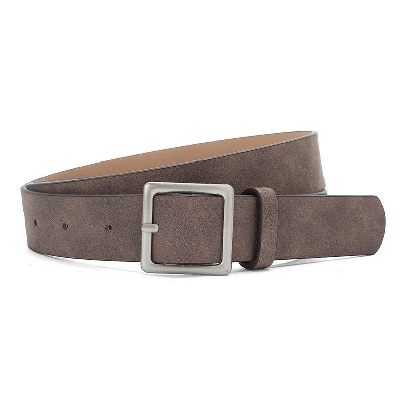 Korean style trendy square Japanese buckle belt women simple fashion all - match matte texture pu belt - Negative Apparel