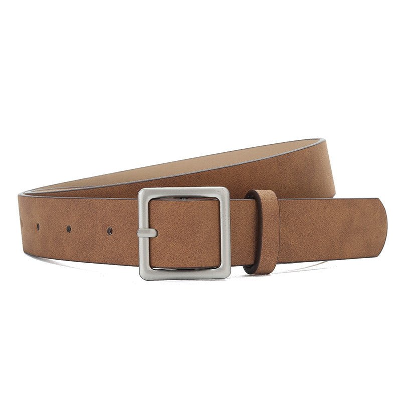 Korean style trendy square Japanese buckle belt women simple fashion all - match matte texture pu belt - Negative Apparel