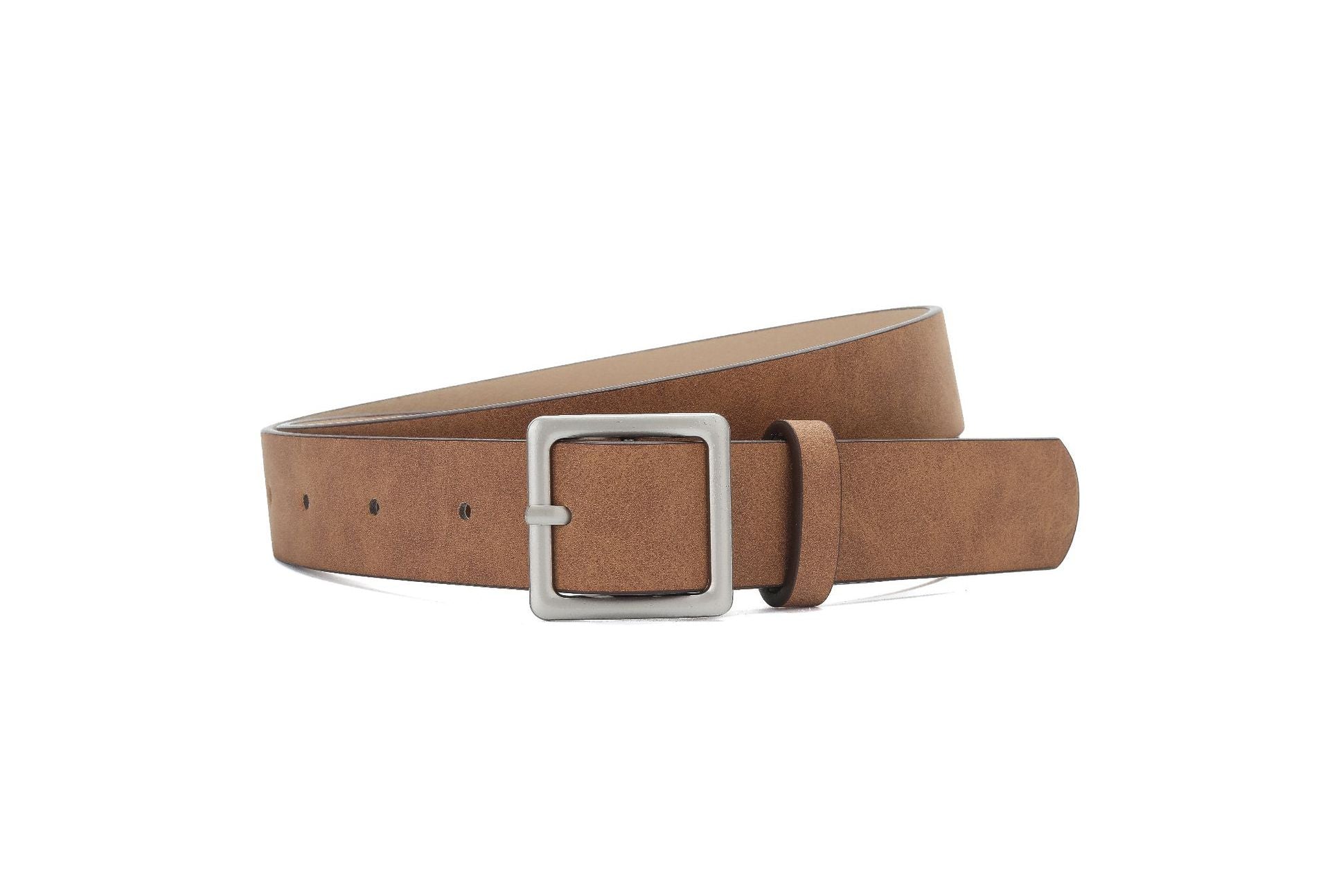 Korean style trendy square Japanese buckle belt women simple fashion all - match matte texture pu belt - Negative Apparel