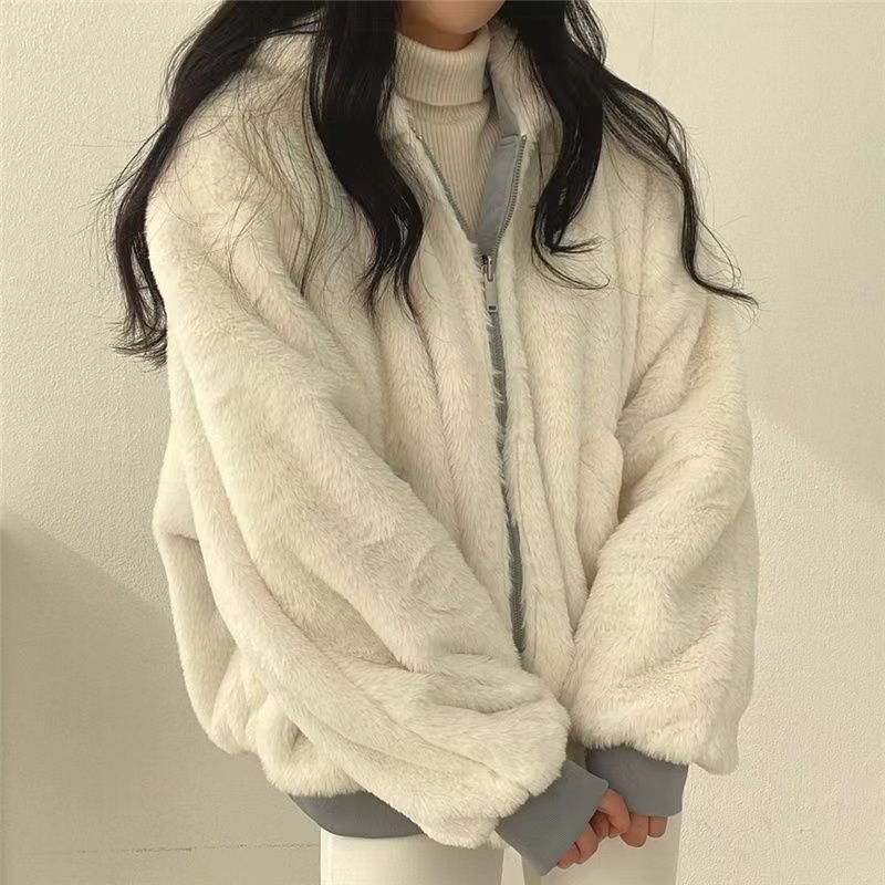 Korean style two - sided cotton jacket with zipper - Negative Apparel