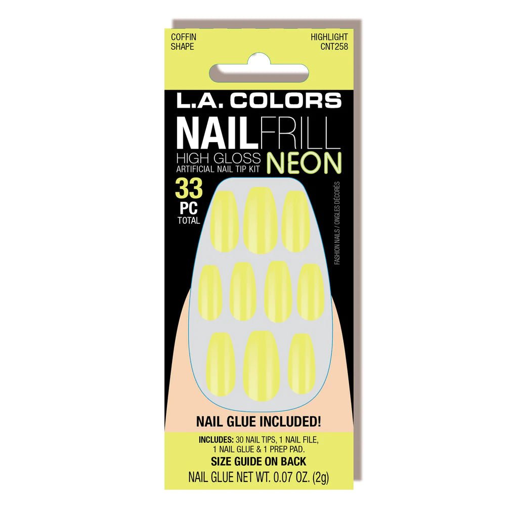 LA Colors Nail Frill Neon Artificial Nail Tip - Negative Apparel