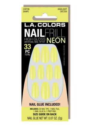 LA Colors Nail Frill Neon Artificial Nail Tip - Negative Apparel