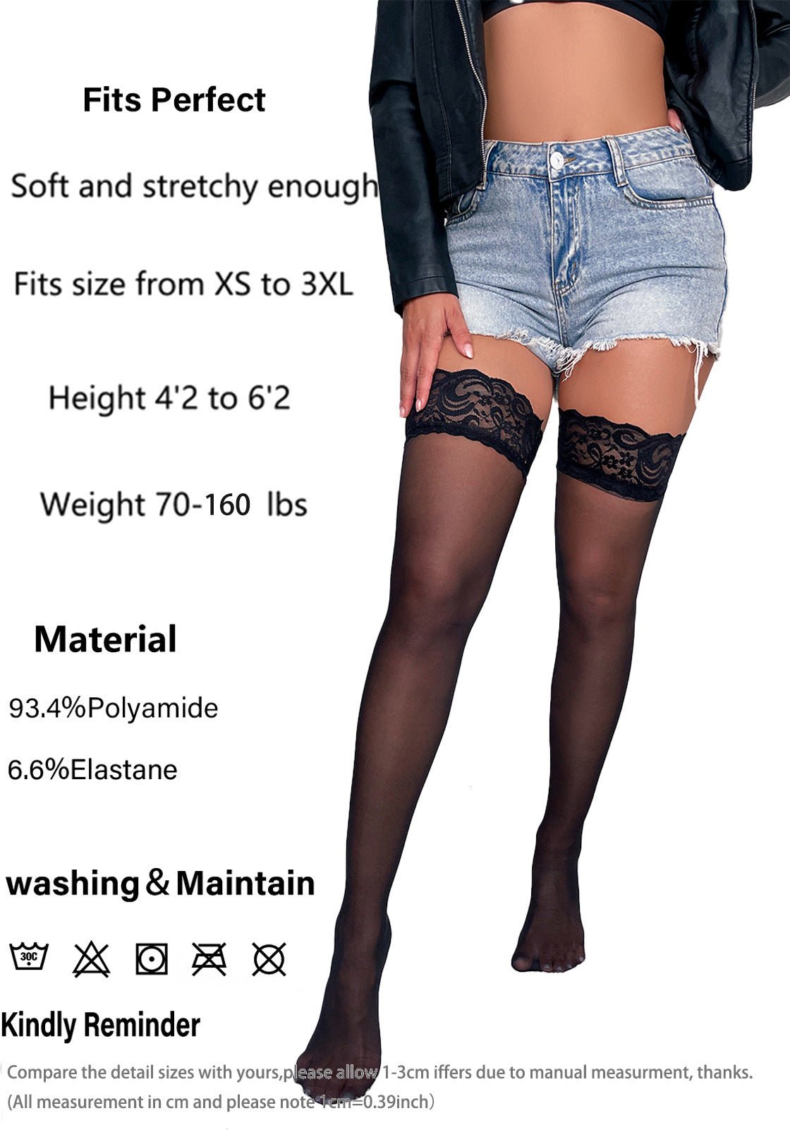 Lace non - slip silicone high stockings, black fishnet stockings - Negative Apparel