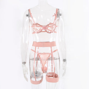 Lace three - point perspective sling multi - piece lingerie suit - Negative Apparel