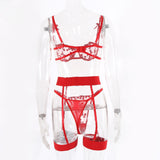 Lace three - point perspective sling multi - piece lingerie suit - Negative Apparel