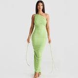 Lace - up backless slim pleated dress - Negative Apparel